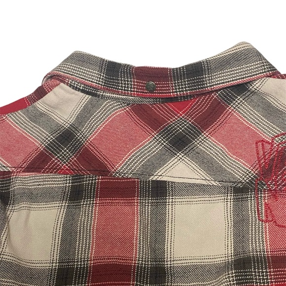 Vans Red Black White Boys Flannel Button Up Sz L - Picture 5 of 6